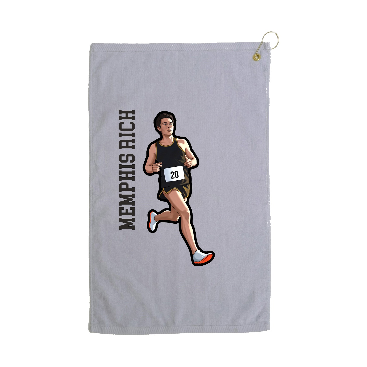 Golf Towel — Name Vertical in Grey