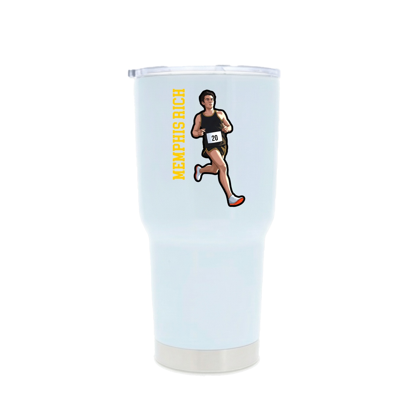 30oz Stainless Steel Tumbler — Name Vertical in White