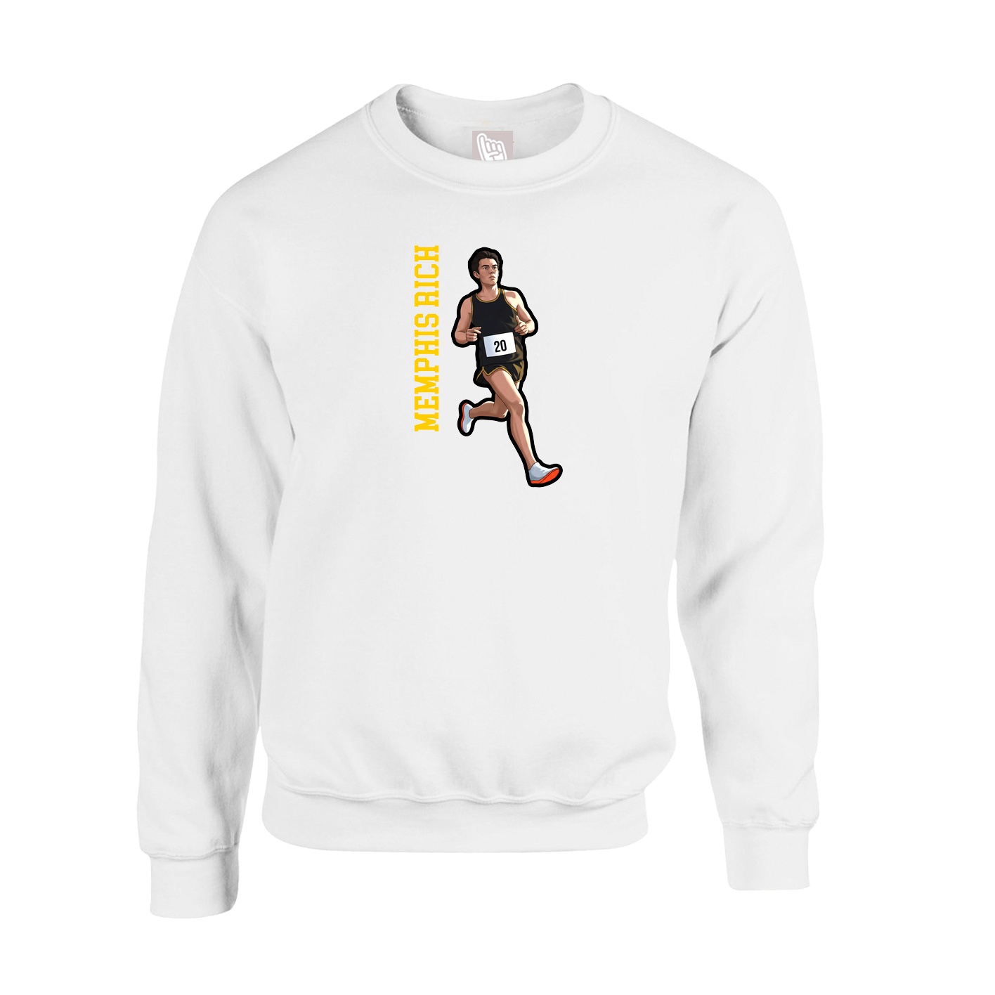 Fleece Crew — Name Vertical in White