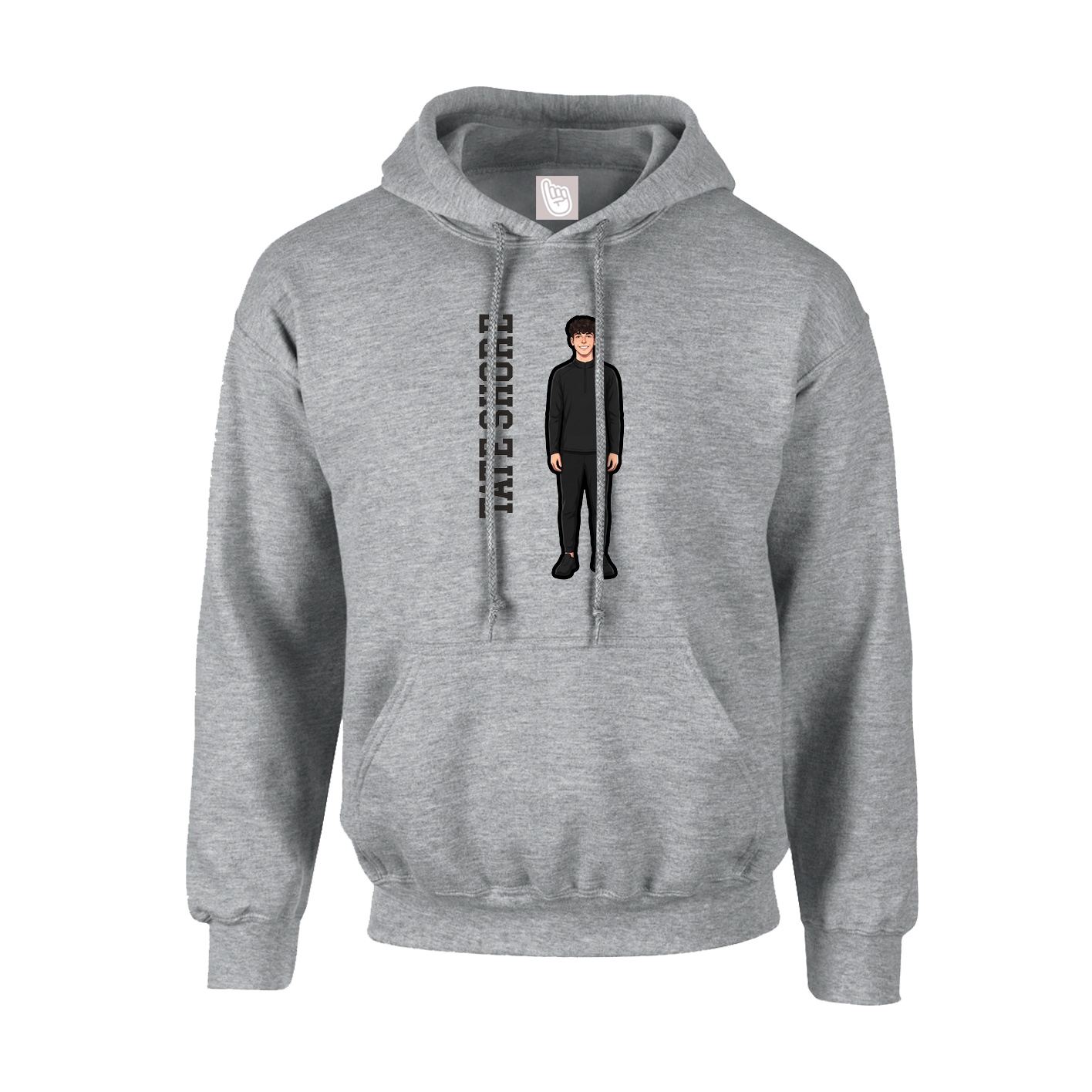 Youth Hoodie — Name Vertical in Grey