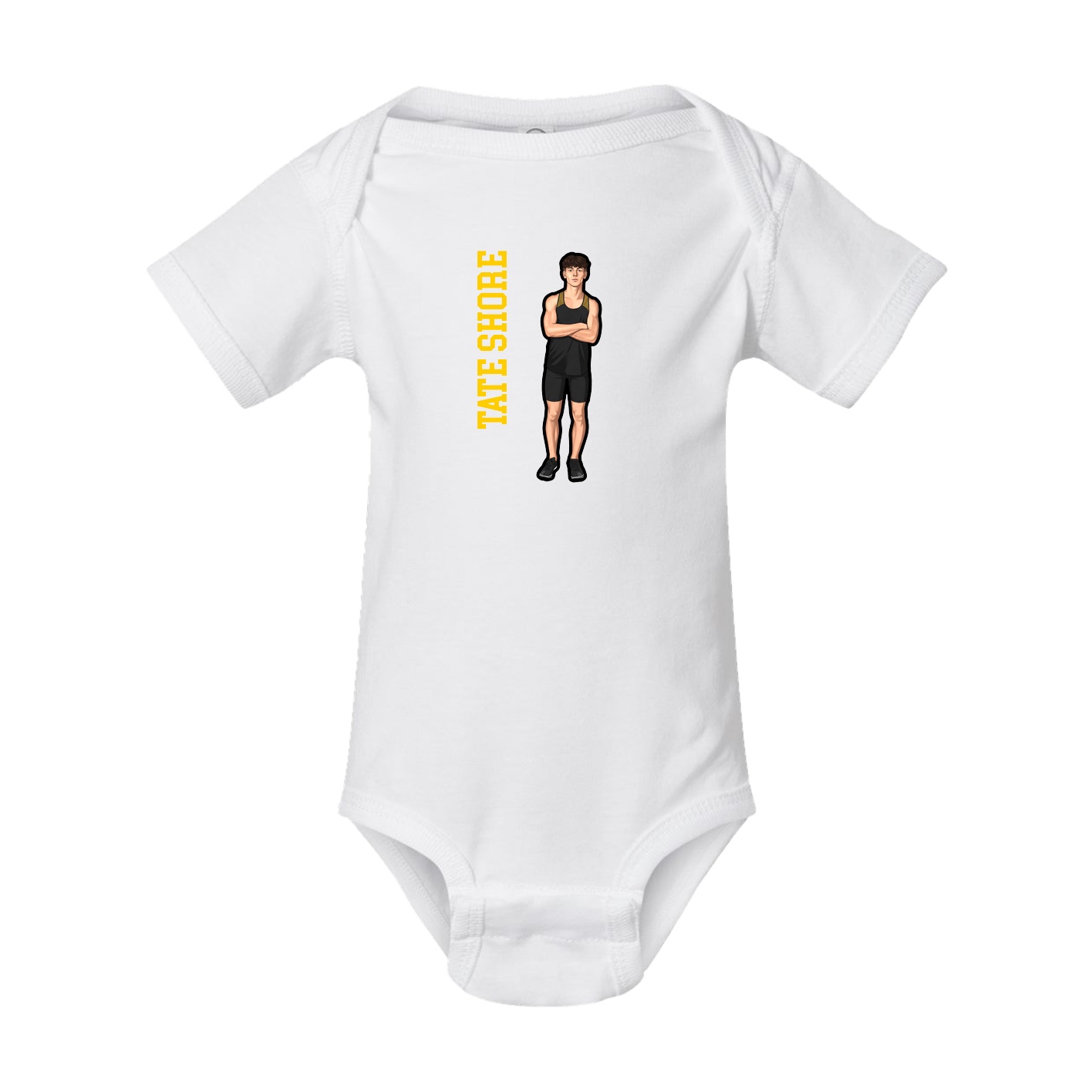 Baby Onesie — Name Vertical in White