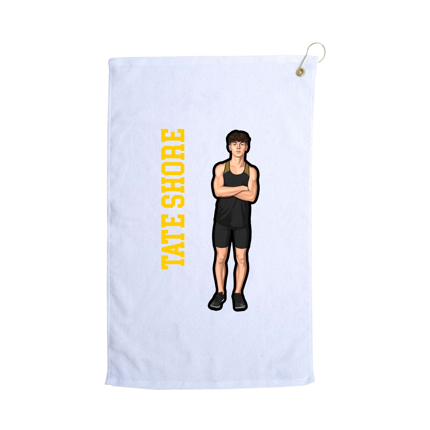 Golf Towel — Name Vertical in White