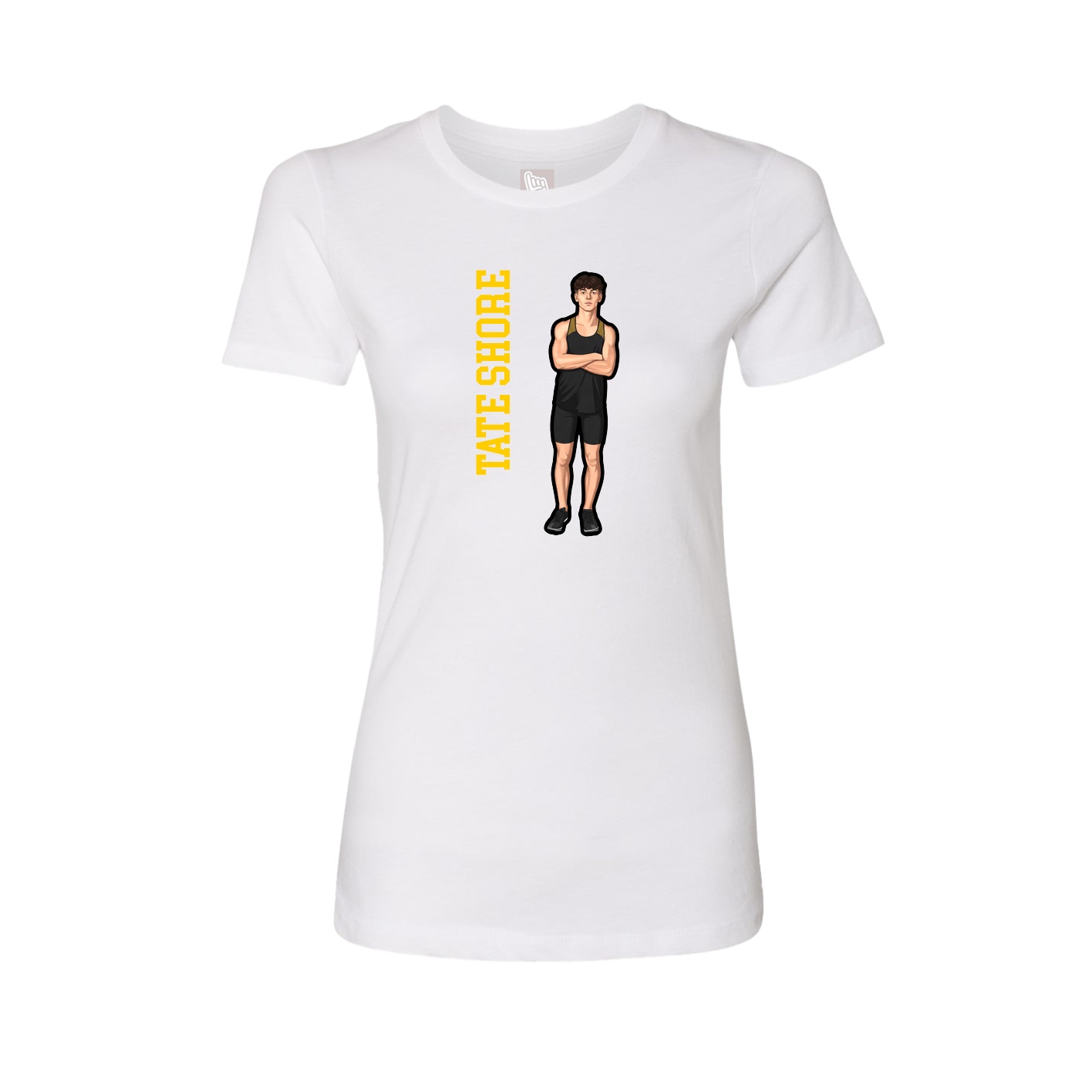 Womens Tee — Name Vertical in White
