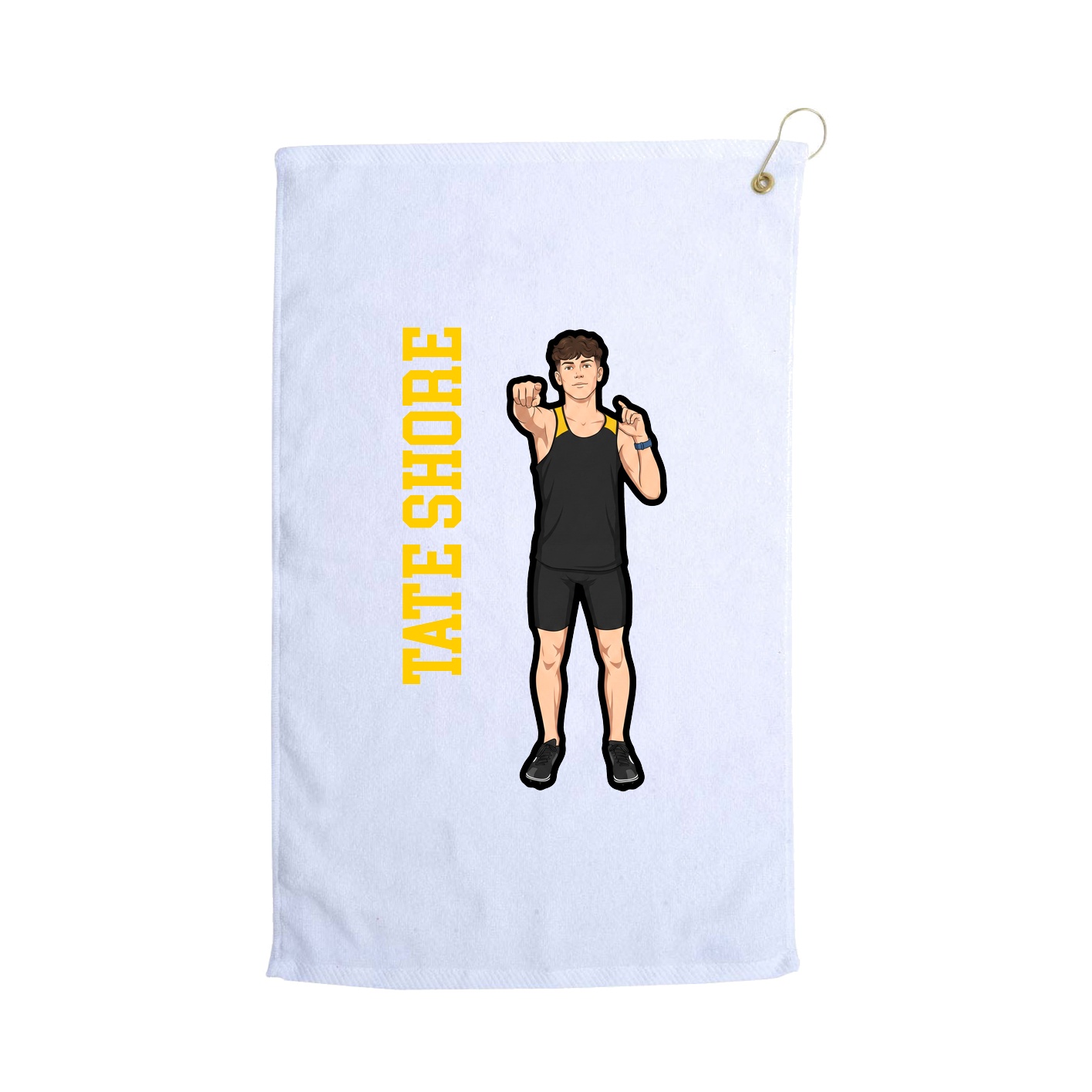 Golf Towel — Name Vertical in White