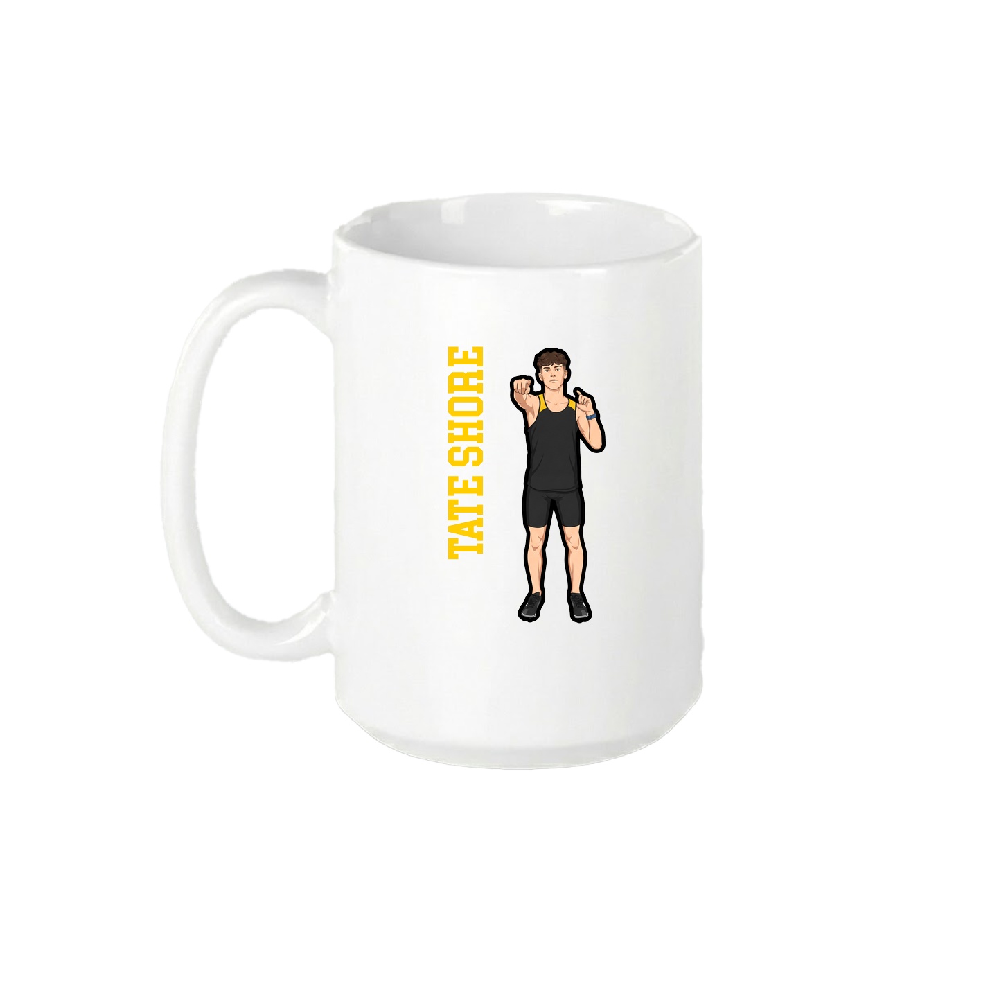 15oz Coffee Mug — Name Vertical in White