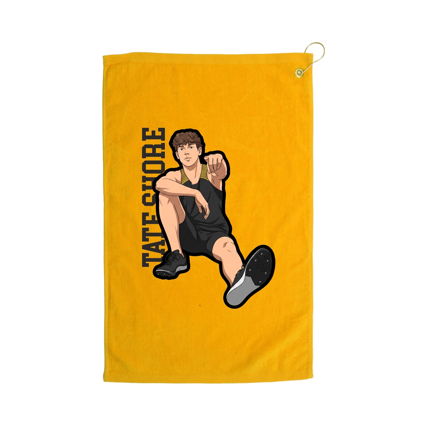 Golf Towel — Name Vertical in Gold