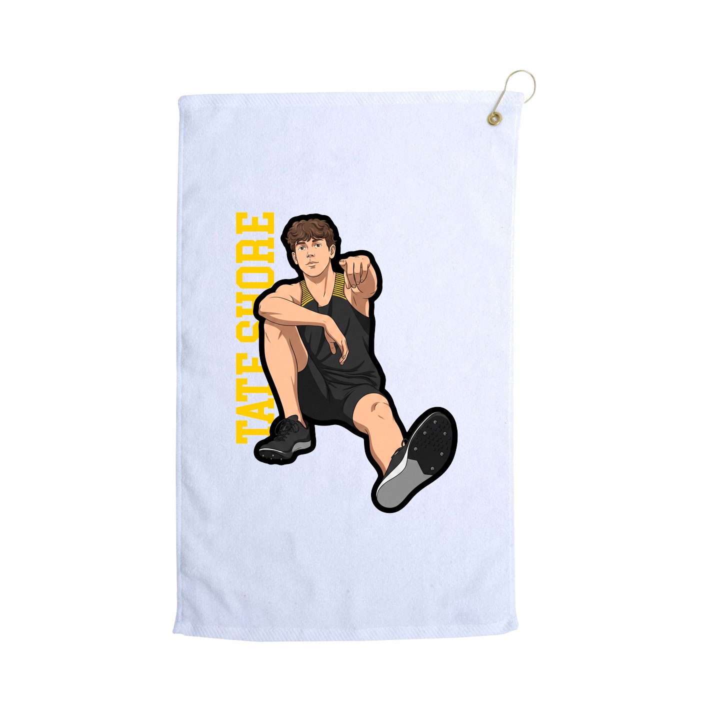 Golf Towel — Name Vertical in White