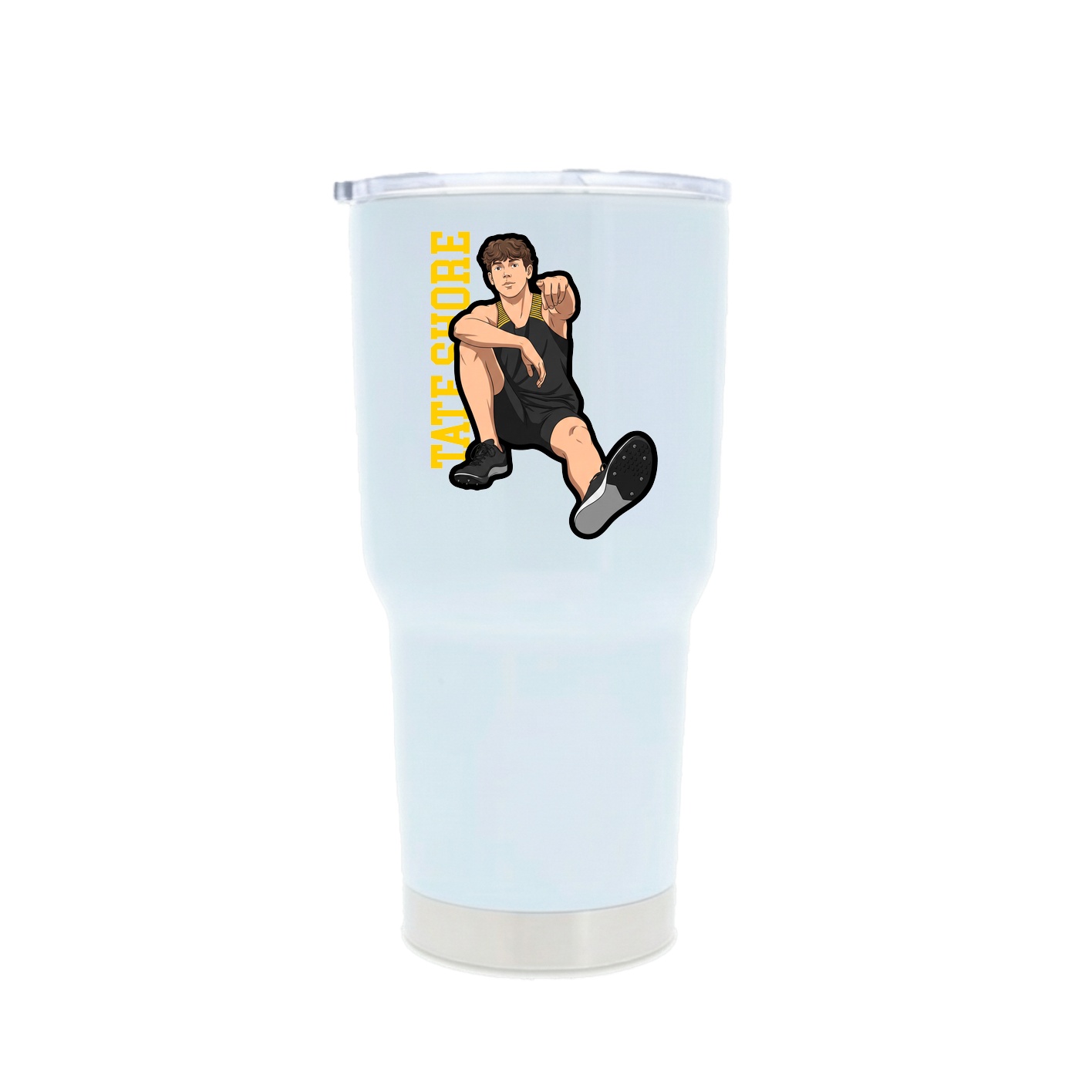 30oz Stainless Steel Tumbler — Name Vertical in White
