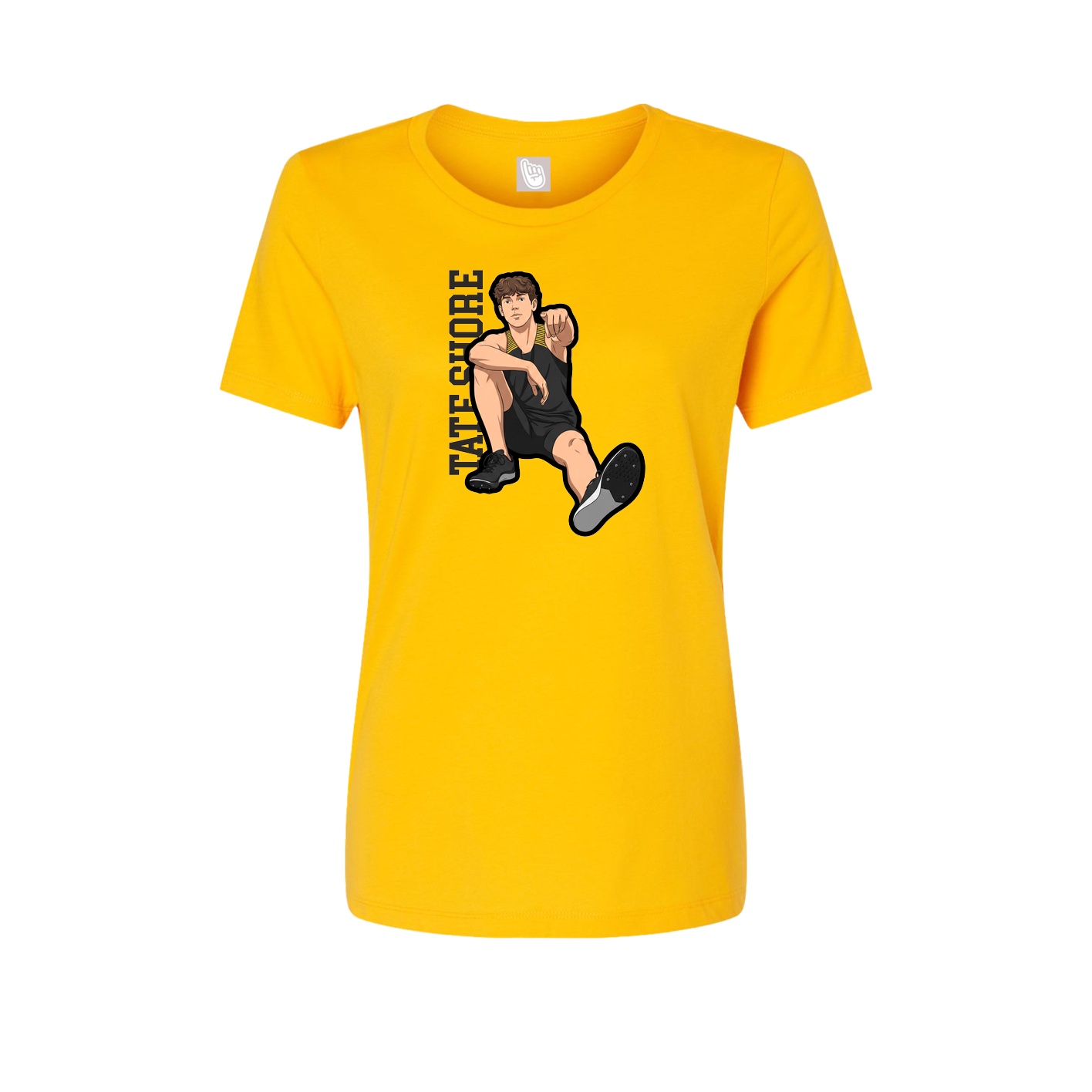 Womens Tee — Name Vertical in Gold