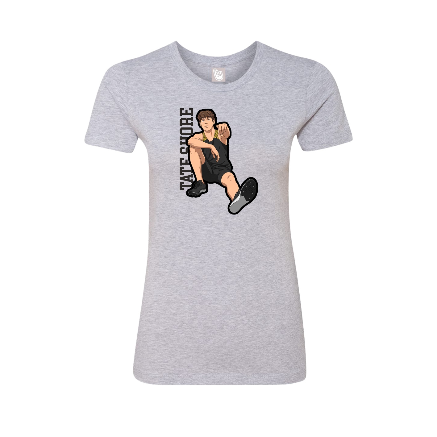 Fitted Women's Tee — Name Vertical in Grey