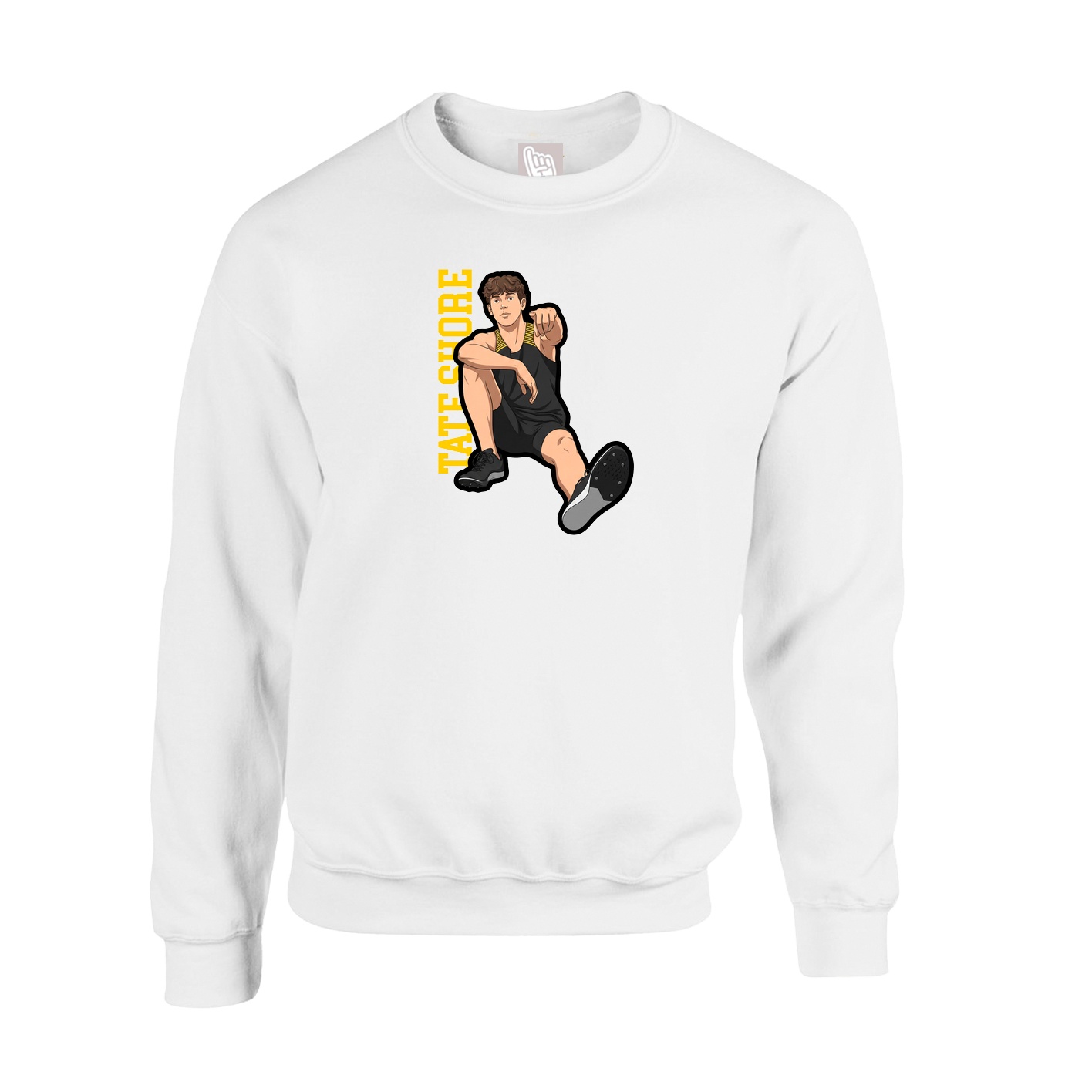 Fleece Crew — Name Vertical in White