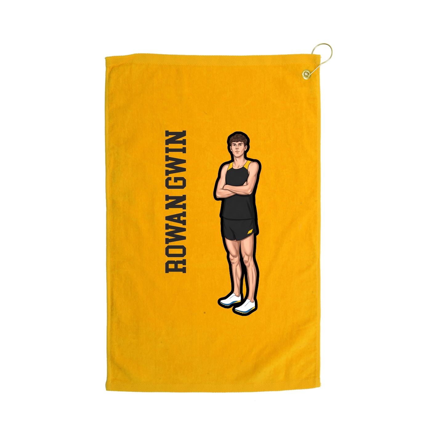 Golf Towel — Name Vertical in Gold