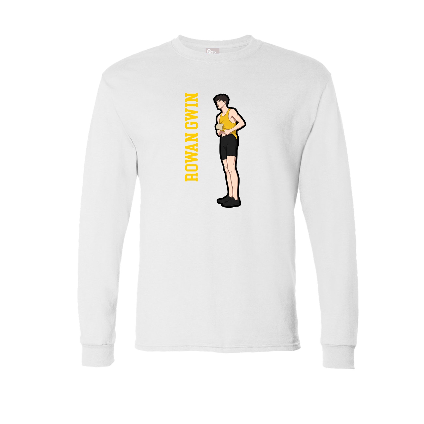Long Sleeve Tee — Name Vertical in White