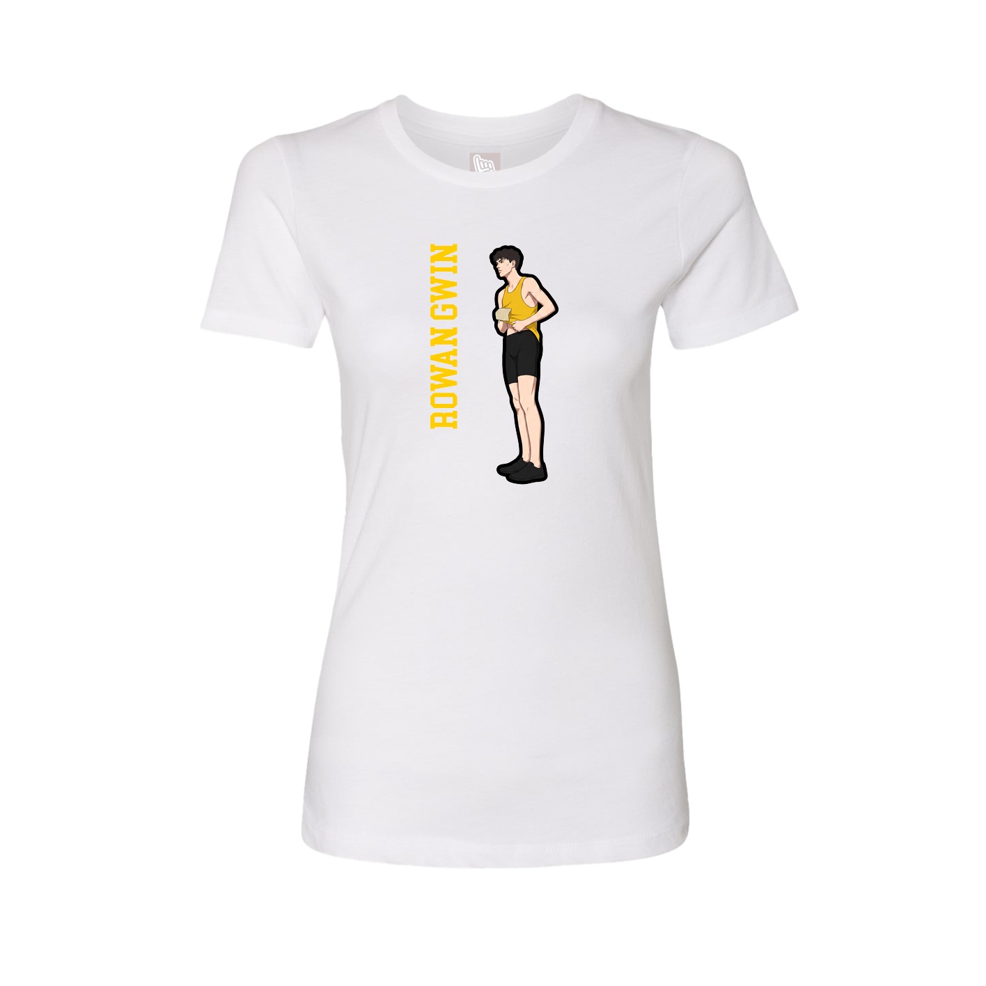 Womens Tee — Name Vertical in White