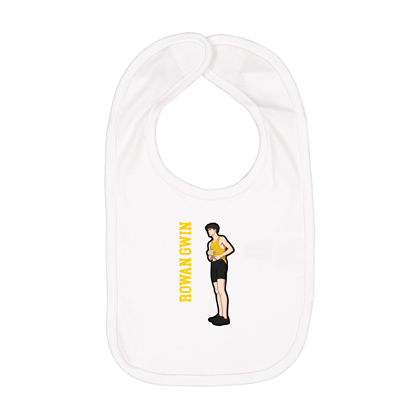 Infant Bib — Name Vertical in White