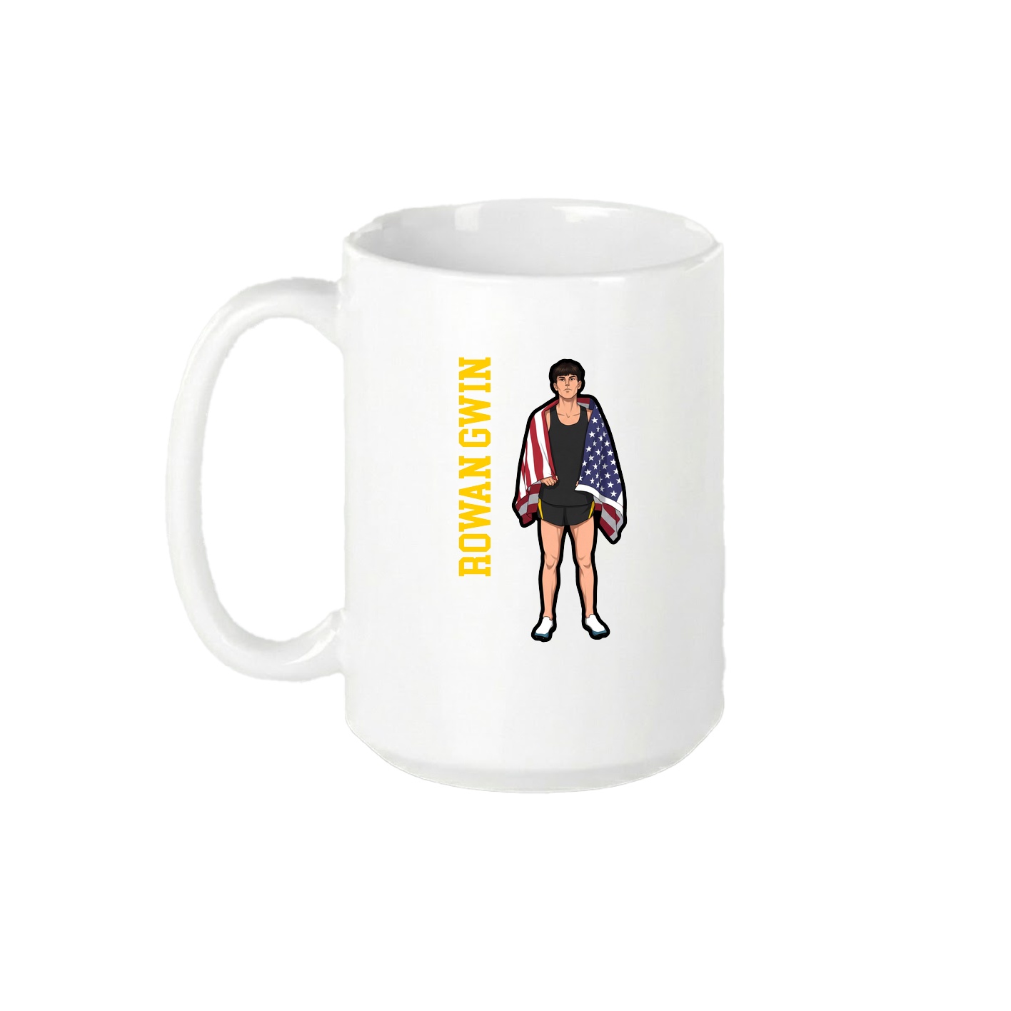 15oz Coffee Mug — Name Vertical in White