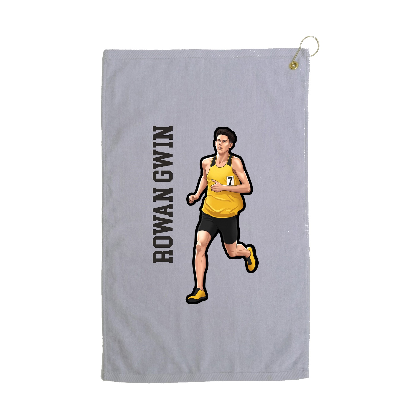 Golf Towel — Name Vertical in Grey