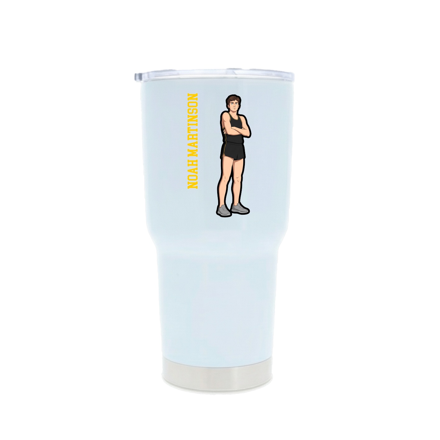 30oz Stainless Steel Tumbler — Name Vertical in White