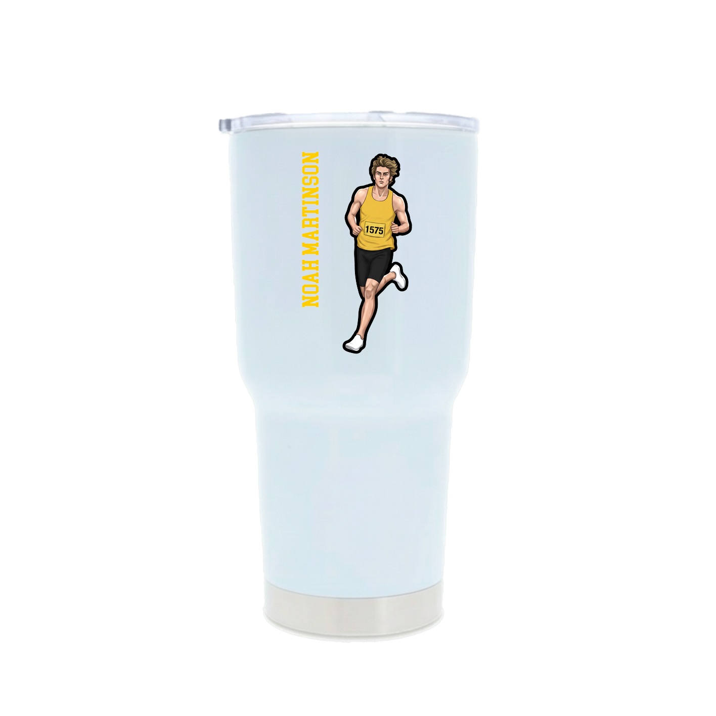 30oz Stainless Steel Tumbler — Name Vertical in White