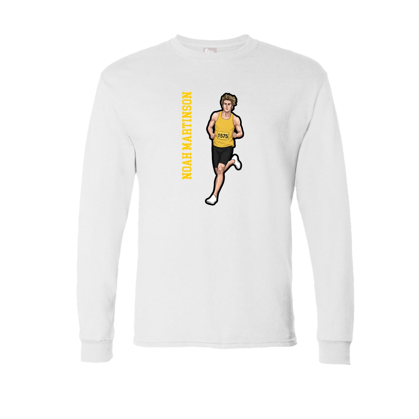 Long Sleeve Tee — Name Vertical in White