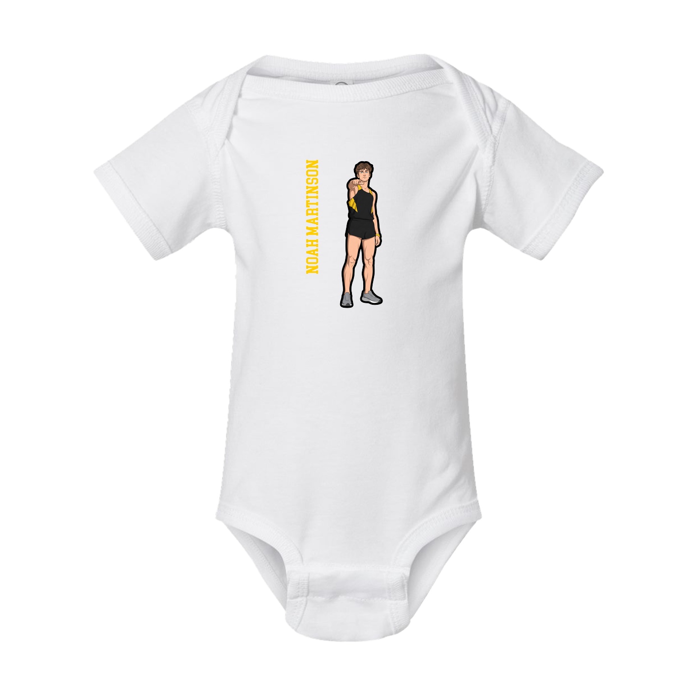 Baby Onesie — Name Vertical in White