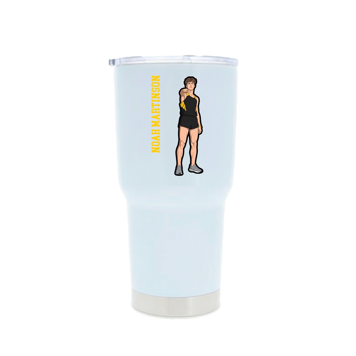 30oz Stainless Steel Tumbler — Name Vertical in White