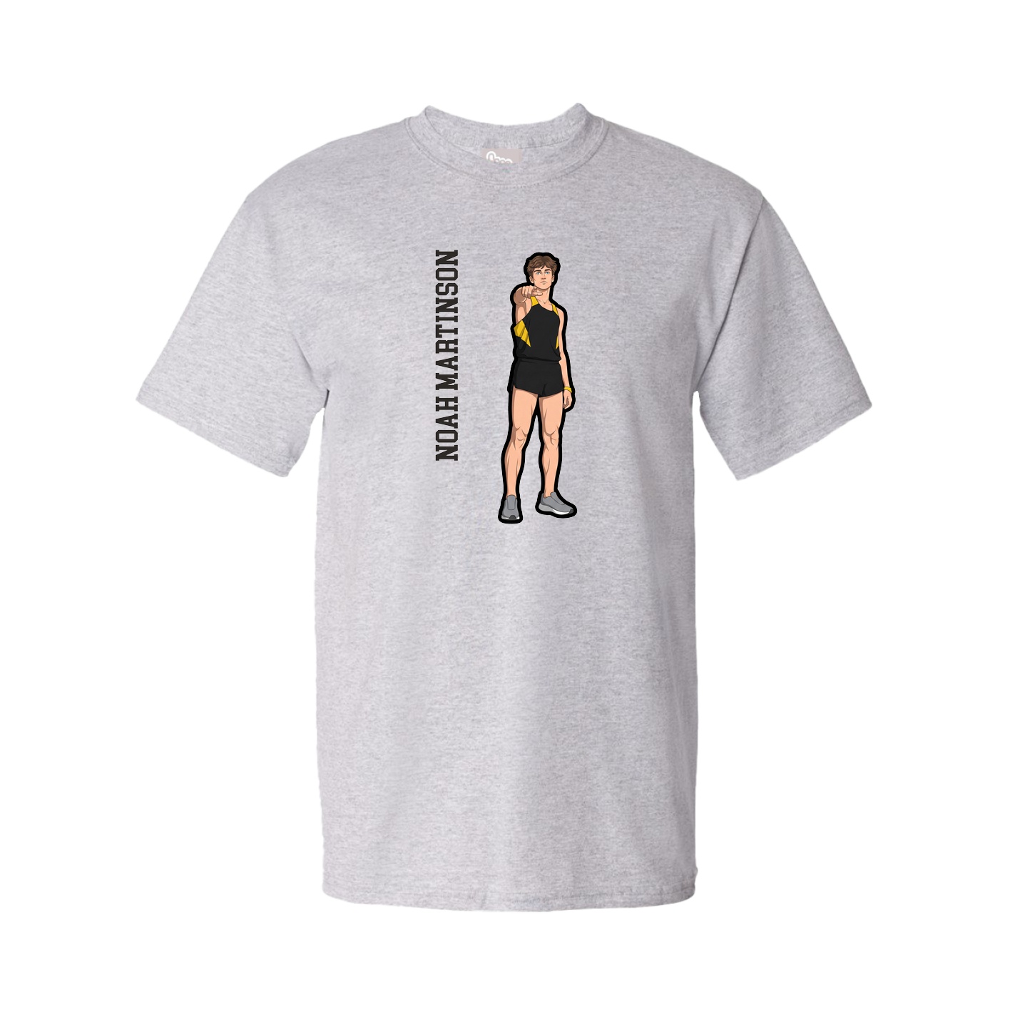 Youth Tee — Name Vertical in Grey