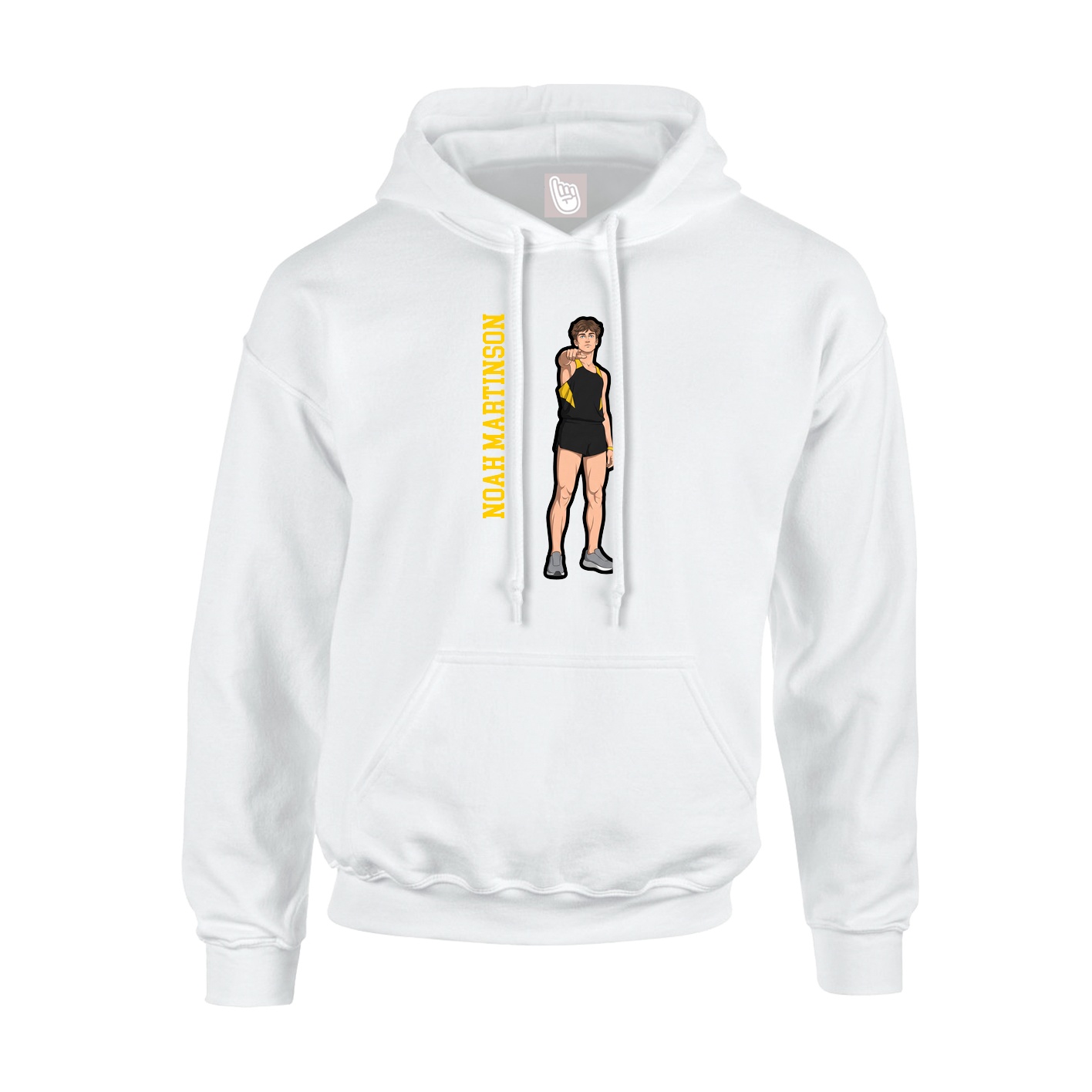 Youth Hoodie — Name Vertical in White