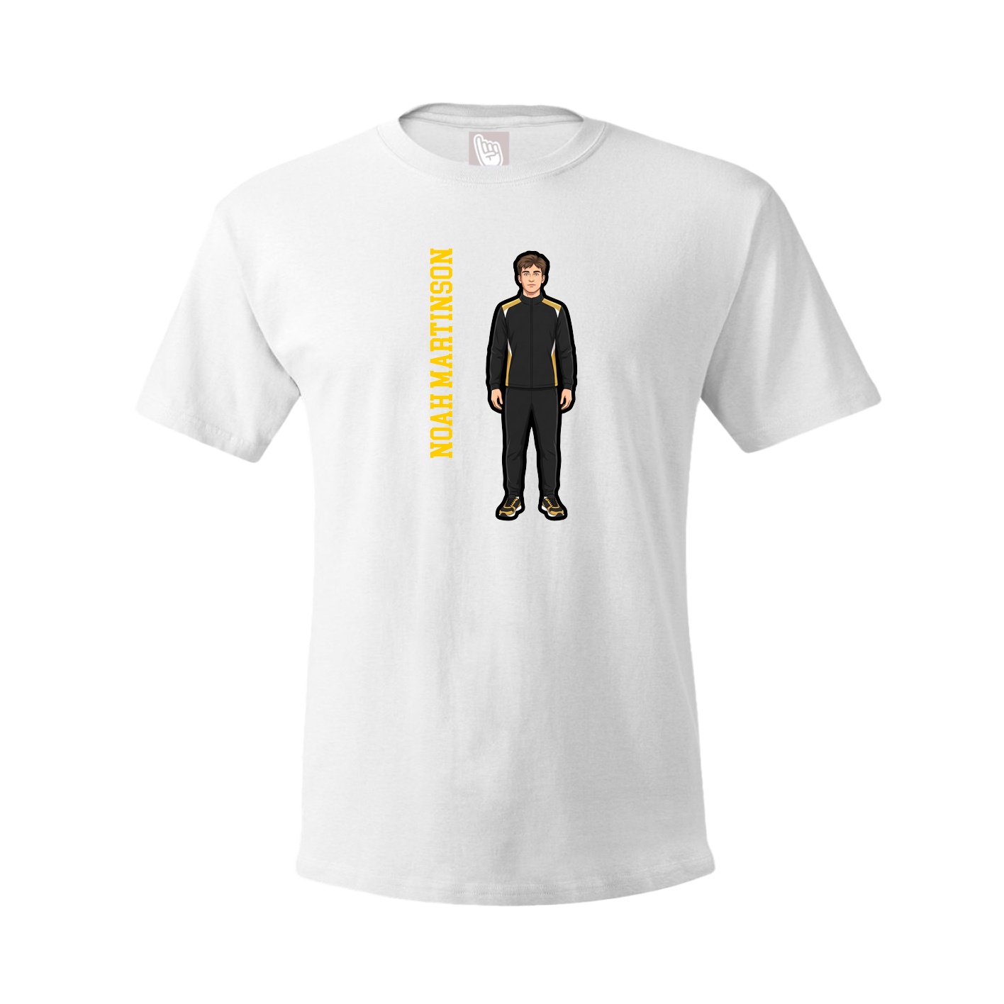 Youth Tee — Name Vertical in White