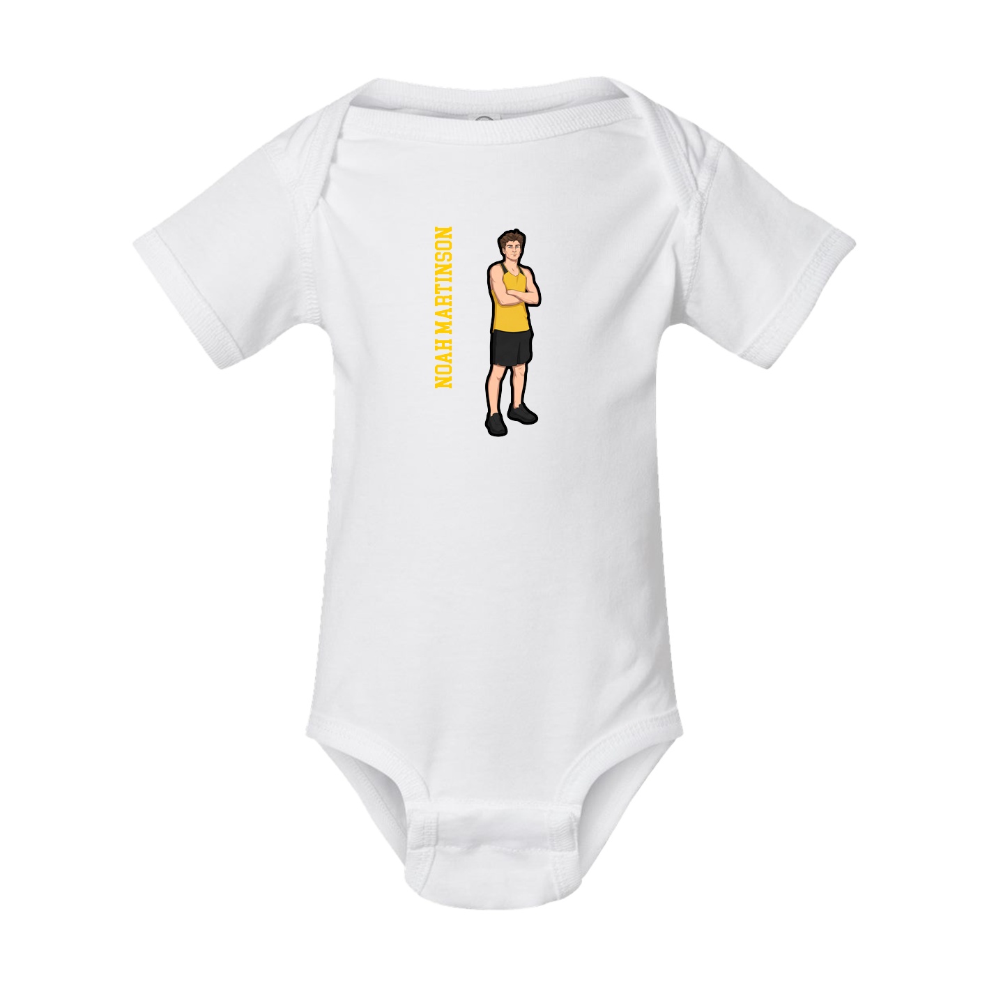 Baby Onesie — Name Vertical in White