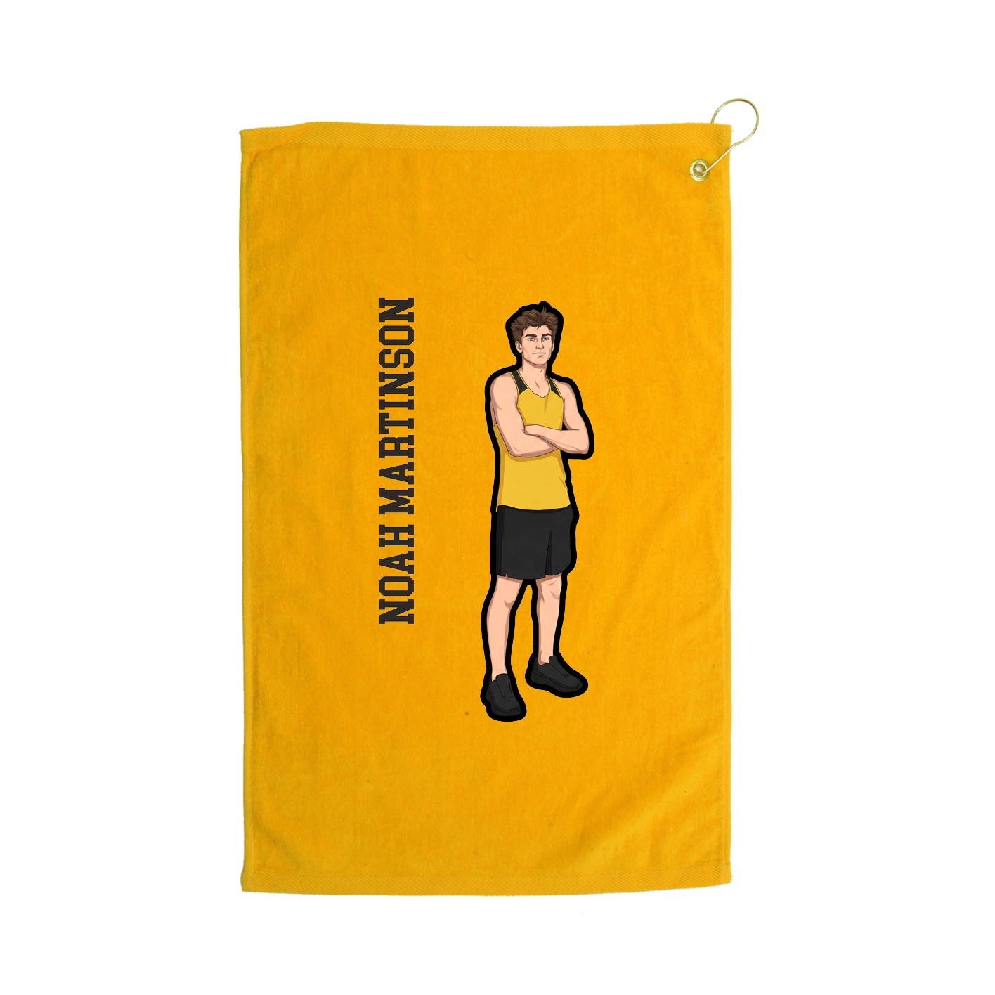 Golf Towel — Name Vertical in Gold