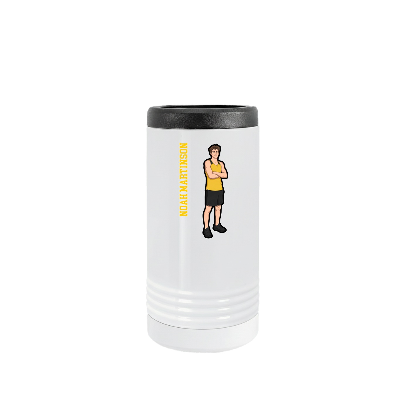 Slim Beverage Holder — Name Vertical in White