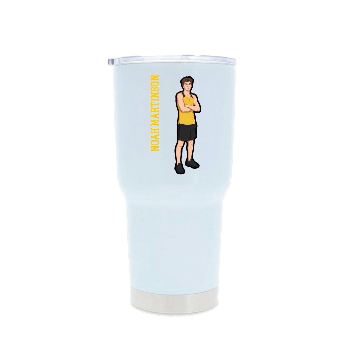 30oz Stainless Steel Tumbler — Name Vertical in White
