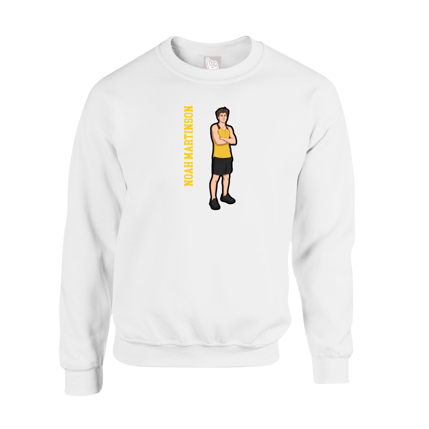 Fleece Crew — Name Vertical in White