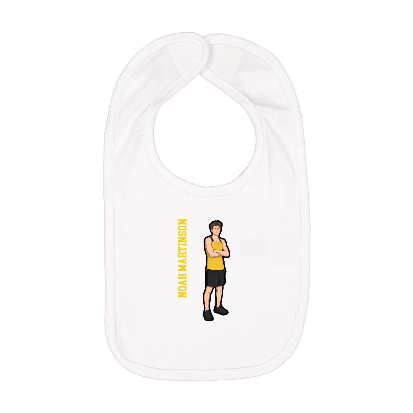 Infant Bib — Name Vertical in White