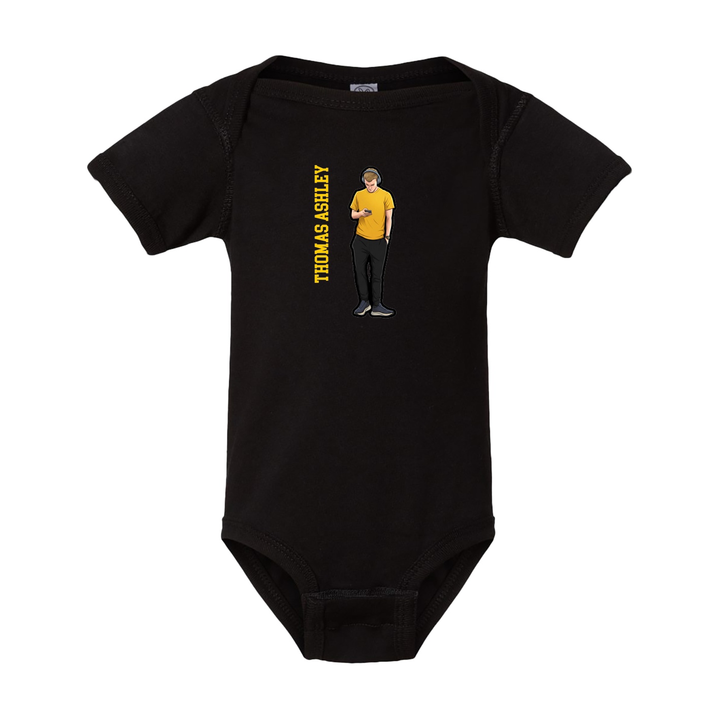 Baby Onesie — Name Vertical in Black
