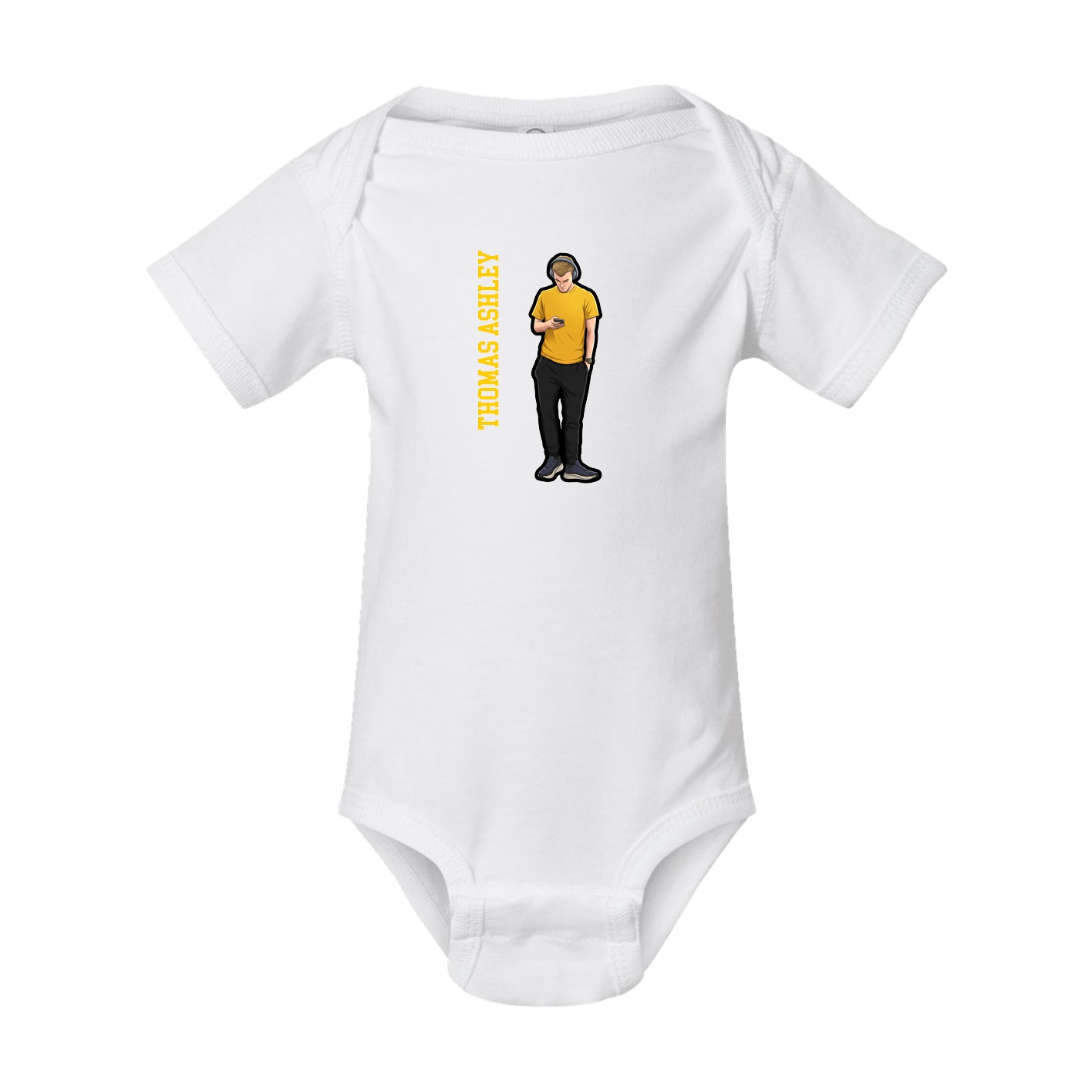 Baby Onesie — Name Vertical in White
