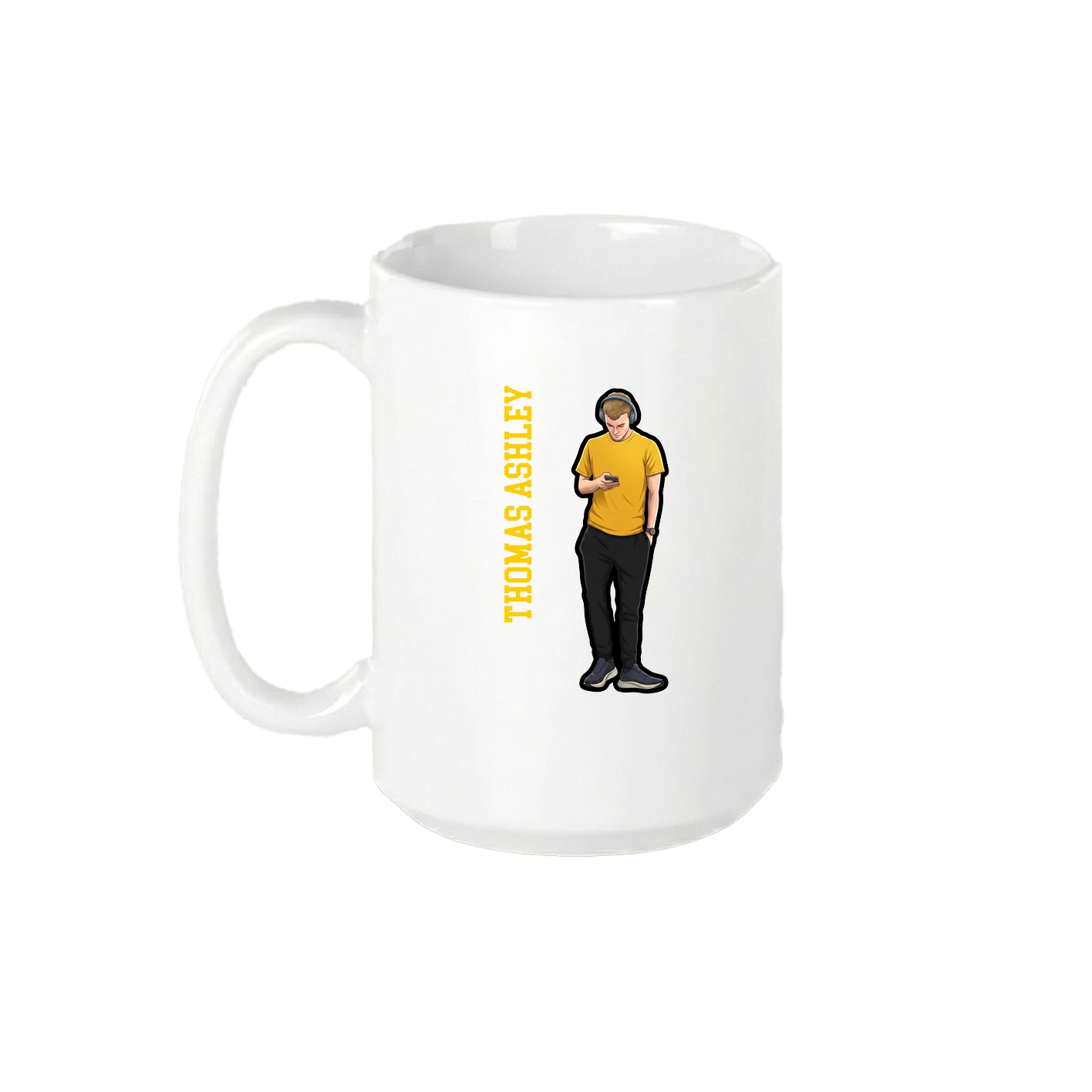 15oz Coffee Mug — Name Vertical in White