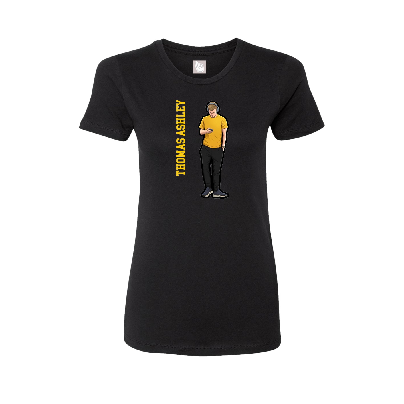 Womens Tee — Name Vertical in Black