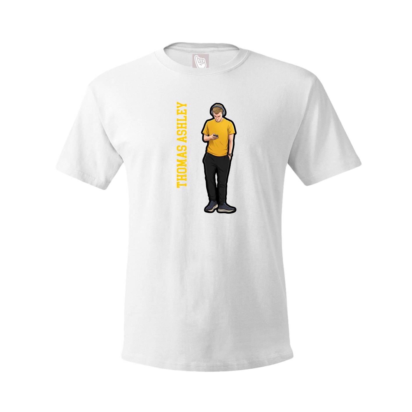 Youth Tee — Name Vertical in White
