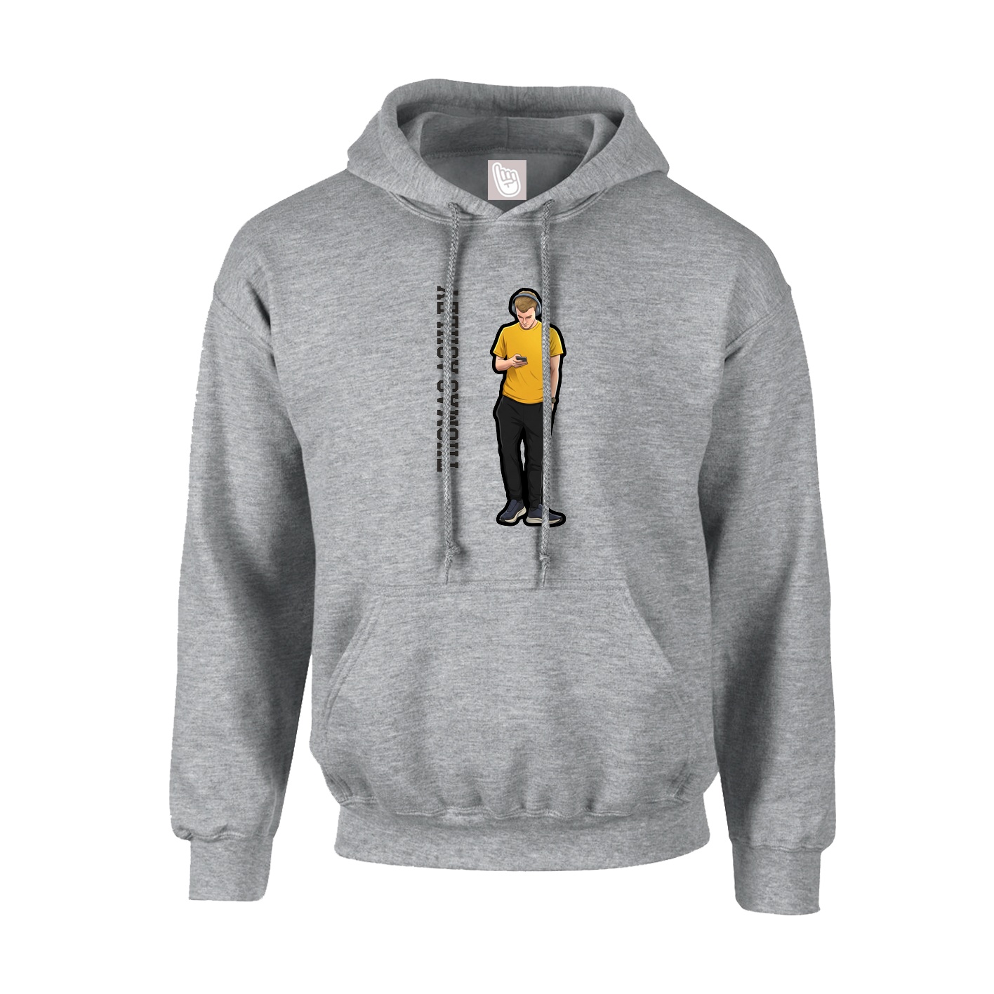 Hoodie — Name Vertical in Grey