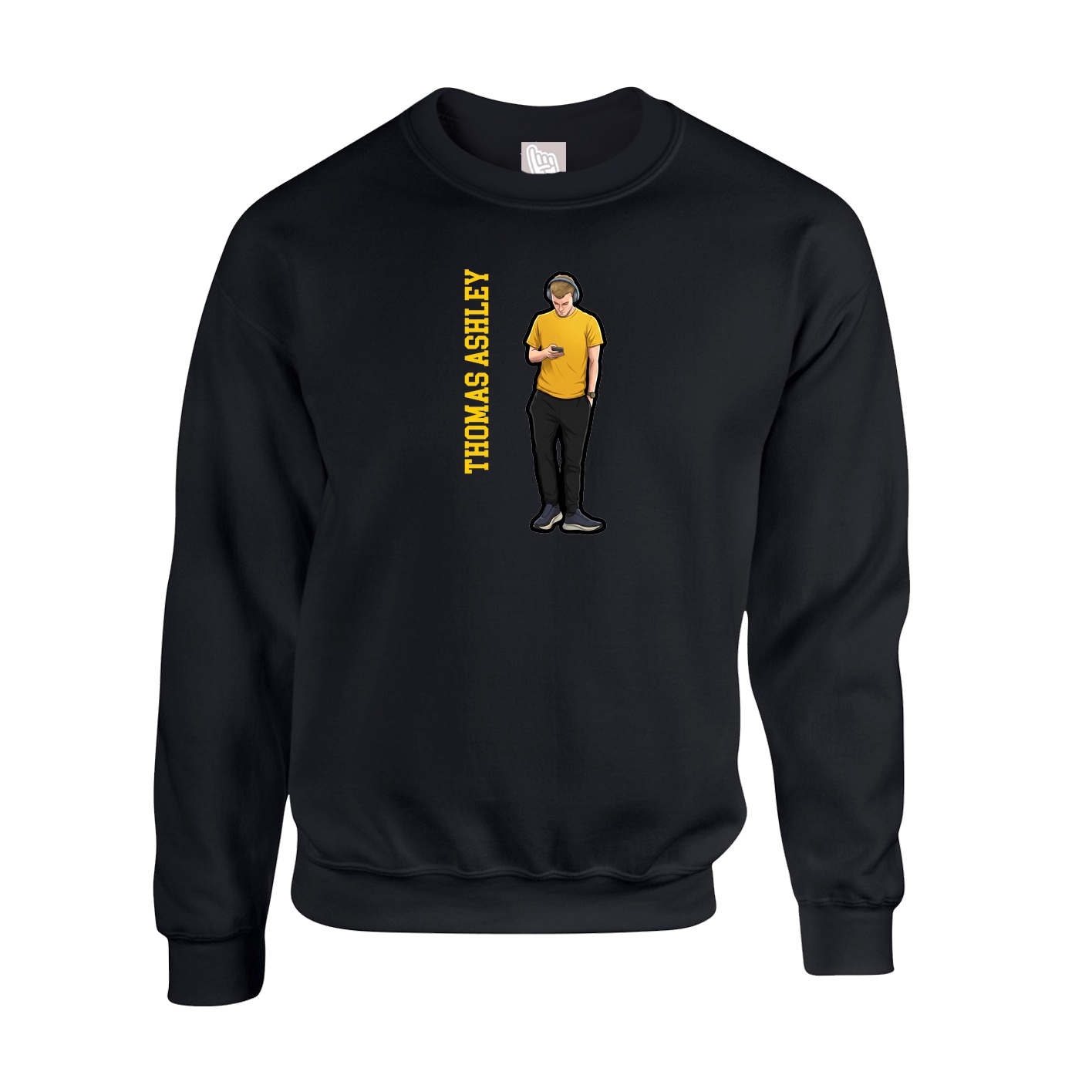 Fleece Crew — Name Vertical in Black