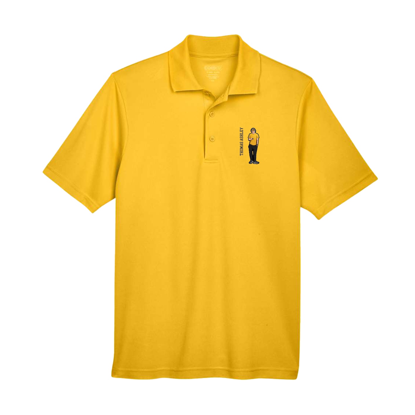 Performance Polo — Name Vertical in Gold