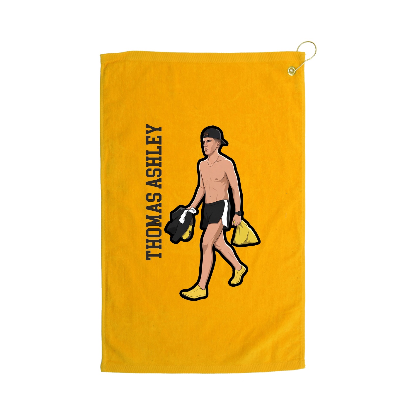 Golf Towel — Name Vertical in Gold