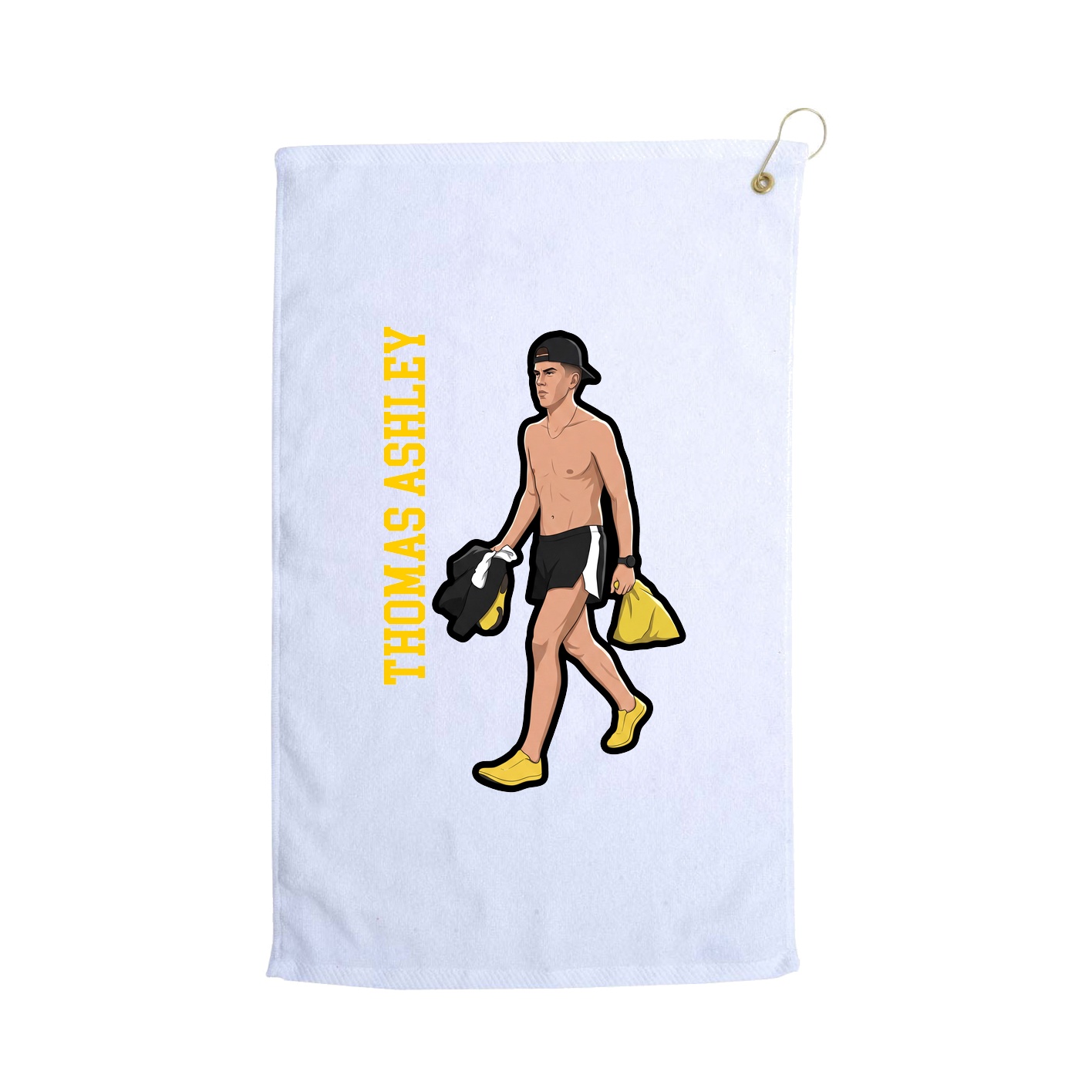 Golf Towel — Name Vertical in White