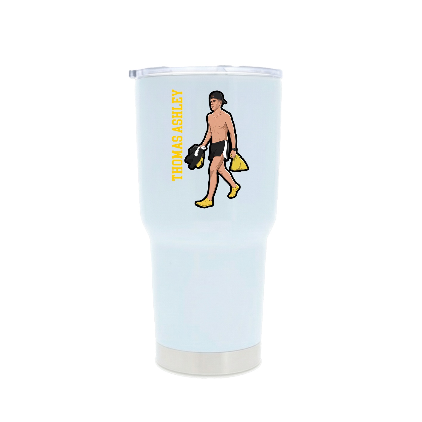 30oz Stainless Steel Tumbler — Name Vertical in White