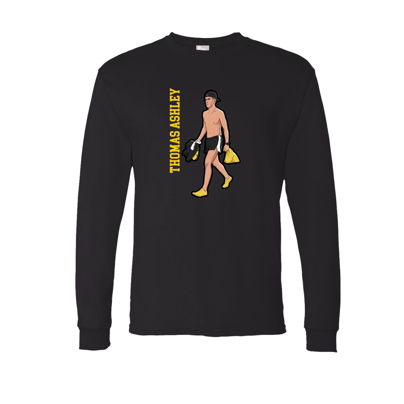 Long Sleeve Tee — Name Vertical in Black