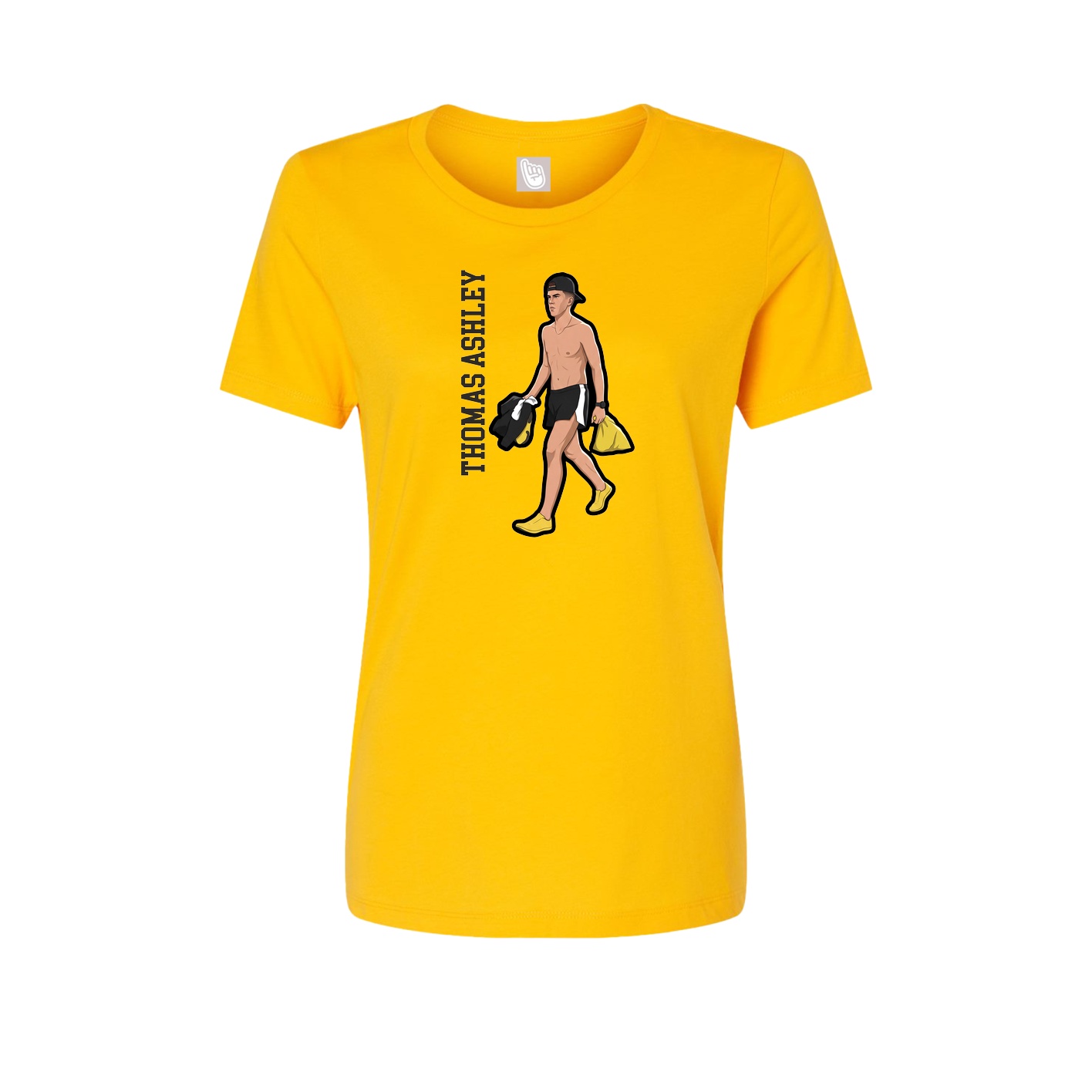 Womens Tee — Name Vertical in Gold