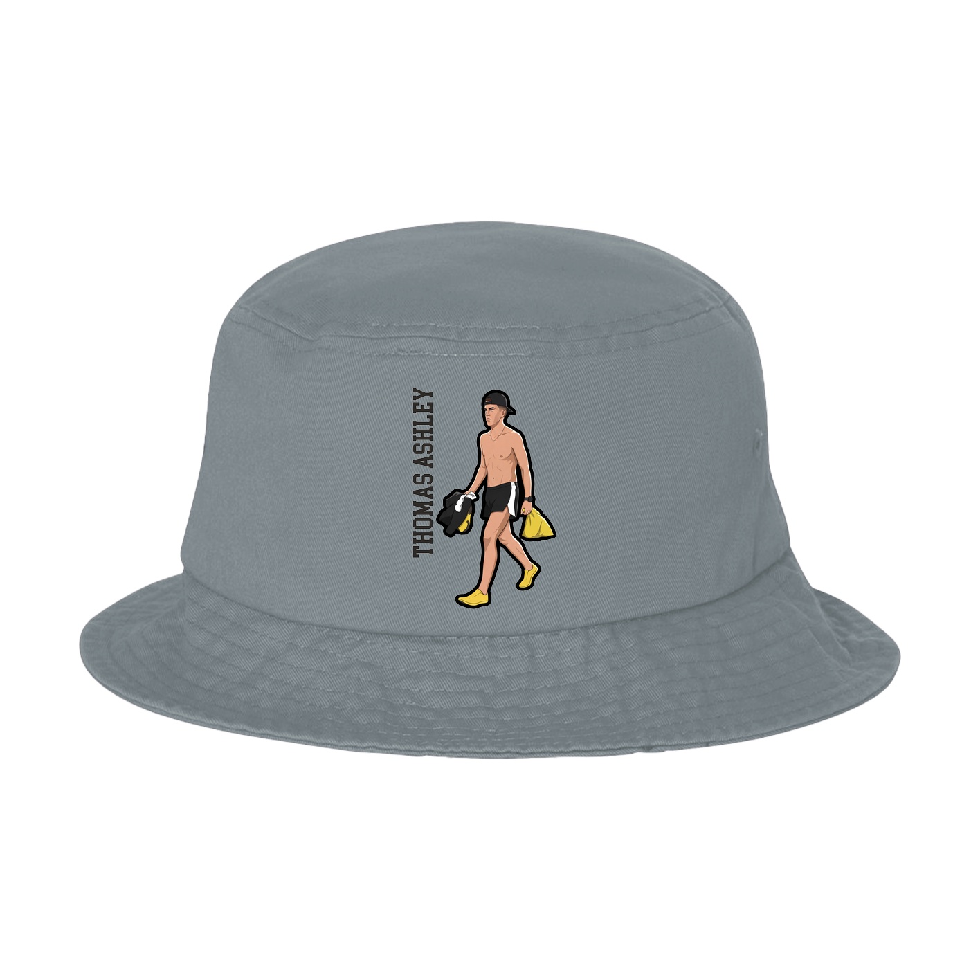 Bucket Cap — Name Vertical in Grey