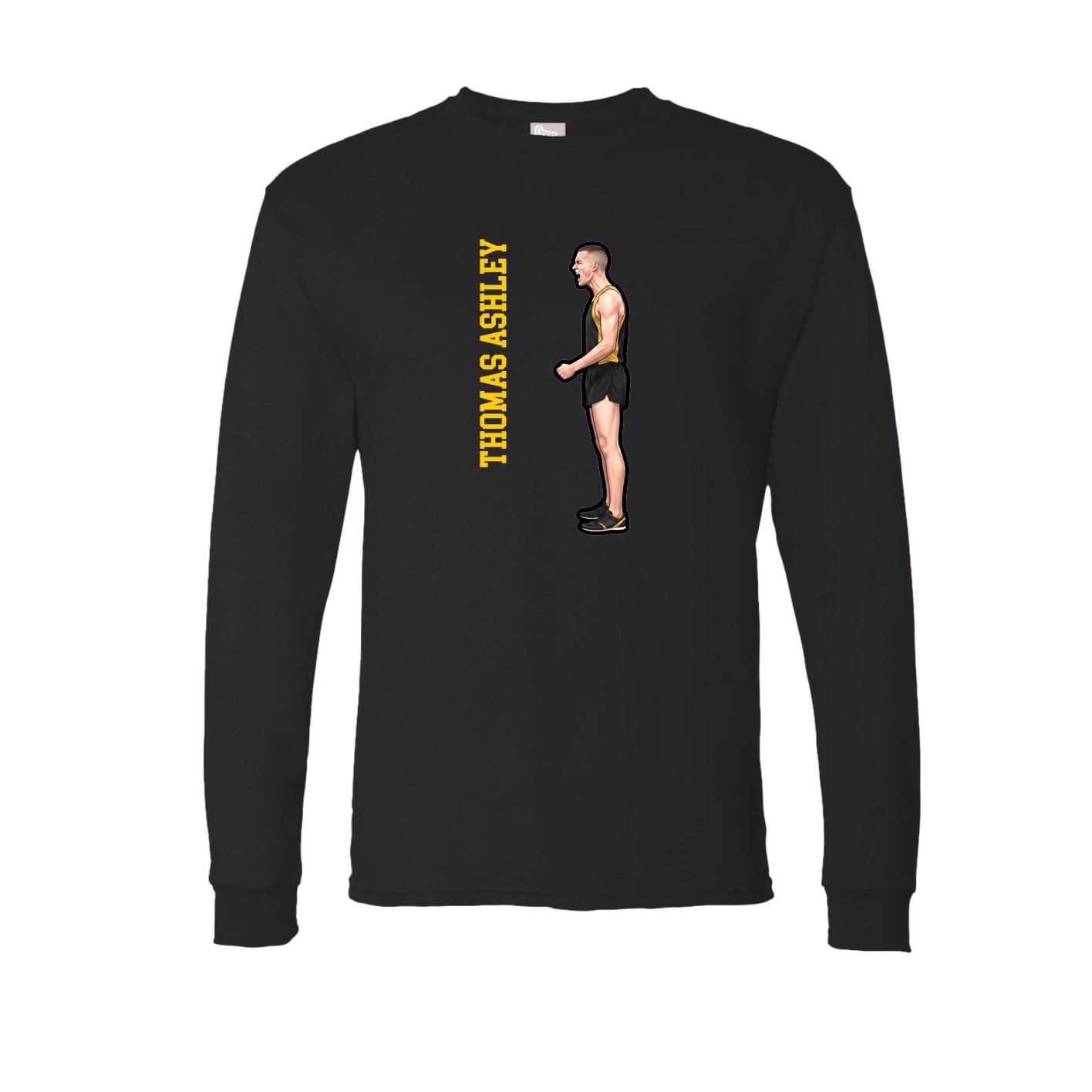 Long Sleeve Tee — Name Vertical in Black